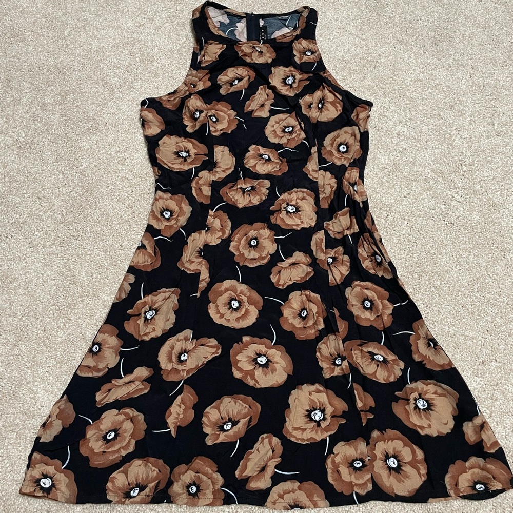 Sisley Made in Italy Brown and Black Floral Mini Dress